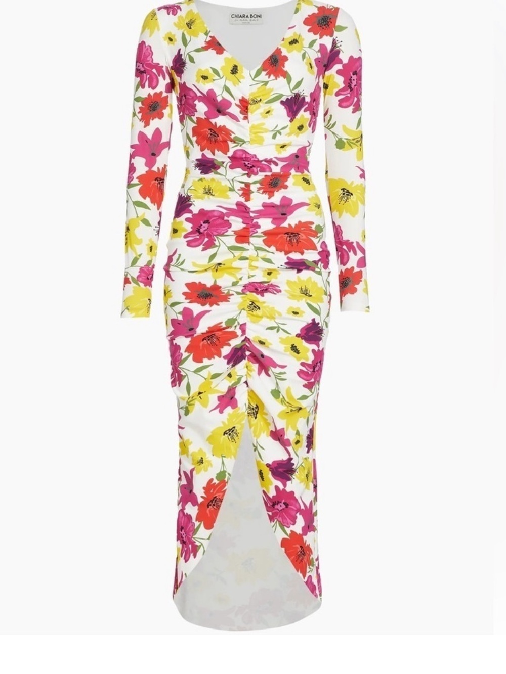 Chiara Boni Tatangela Floral Ruched Midi Dress - Picture 3 of 8
